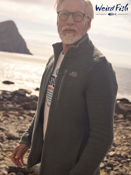 Verde - Weird Fish Transom Full Zip Macaroni Fleece (G59455) | R$ 790