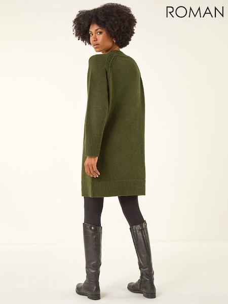 Roman Green High Neck Ribbed Knit Dress (G59774) | €85