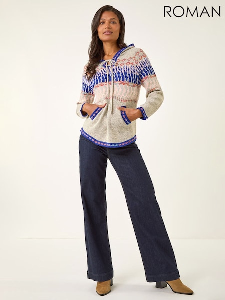 Roman Grey Nordic Print Hooded Jumper (G59813) | €60