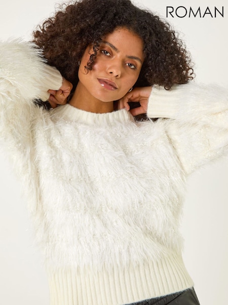 Roman White Fluffy Knit Jumper (G59852) | €103