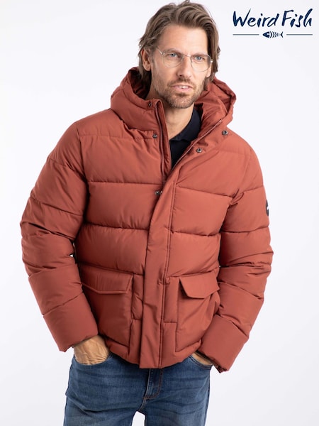 Weird Fish Brown Calderwood Heavyweight Padded Jacket (G59952) | €198