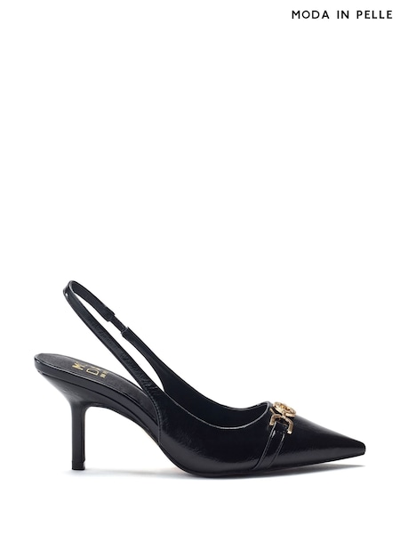 Moda in Pelle Black Ginen Sling Back Courts With Polo Trim (G59986) | $133