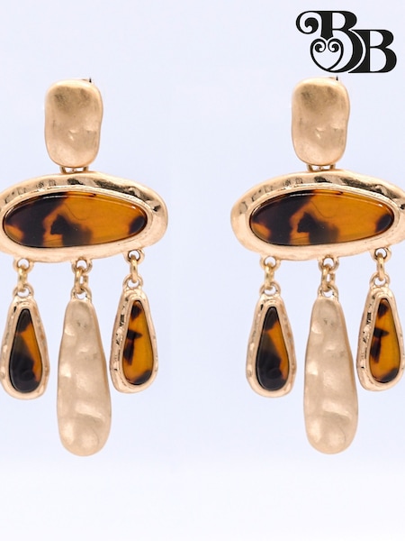 Bibi Bijoux Gold Tone Tortoise Shell Statement Earrings (G60054) | €33