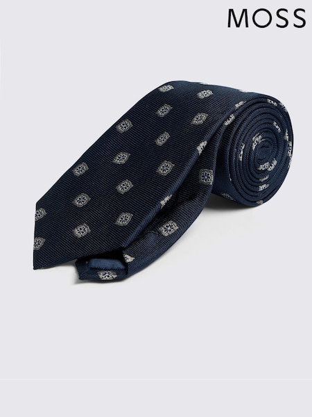 MOSS Blue Medallion Tie (G60109) | €50