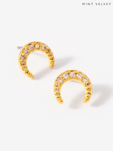 Mint Velvet Gold Plated Moon Studs (G60171) | €44
