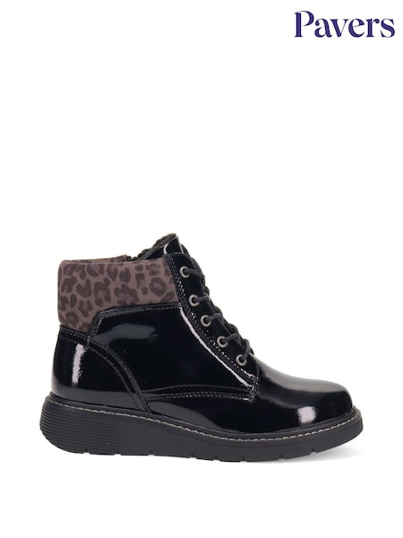 Pavers Black Wide-Fit Patent Ankle Boots (G60260) | €68