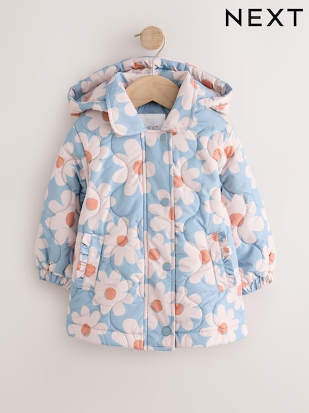 Blue Flowers - Shower Resistant Padded Coat (3mths-7yrs)