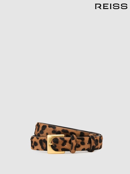 Reiss Belinda Pony-Hair Leopard Square-Buckle Belt (G60818) | ‏597 ر.س.‏