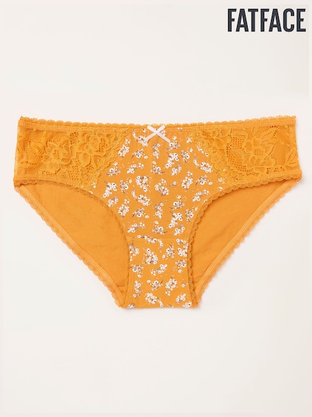 Mustard Yellow - Fatface Floral Classic Knickers