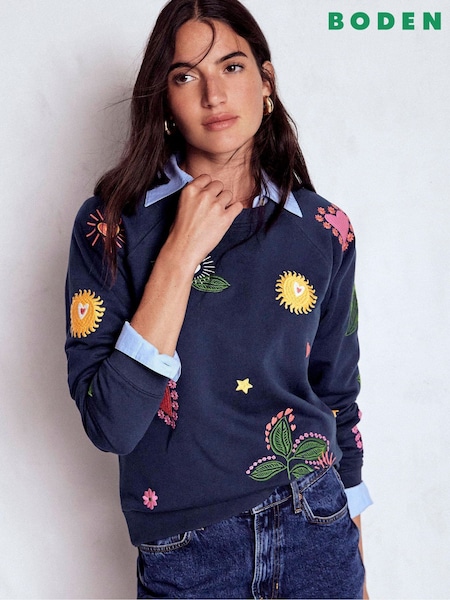 Boden Blue Rosa Embroidered Sweatshirt (G60957) | €101