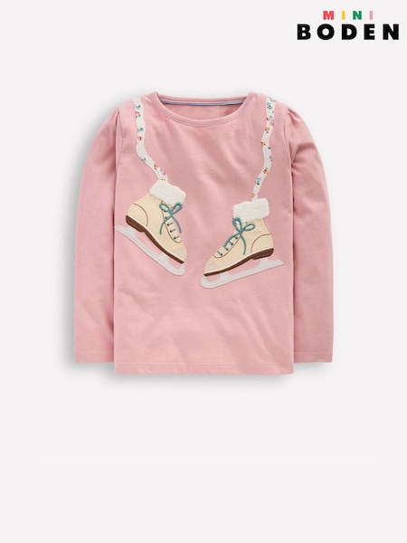Boden Pink Puff Sleeve Appliqué T-Shirt (G60966) | R$ 190 - R$ 205