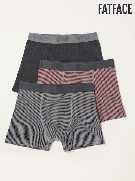 Grey/Striped/Red - Regular Fatface Boxers
