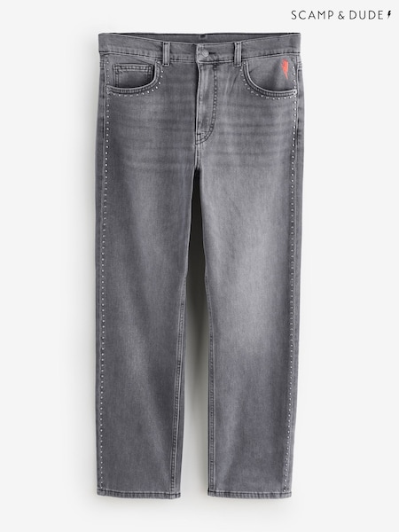 SCAMP & DUDE Black Relaxed Straight Leg Studded Jeans (G61055) | €127