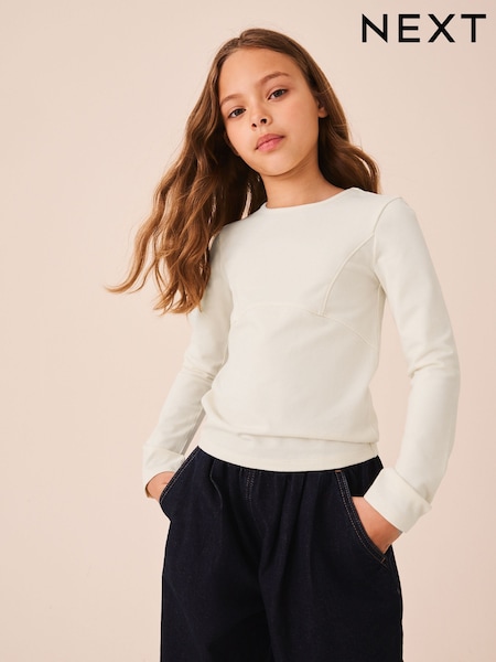 Кремово-бежевий - Лонгслів Seam Detail Top (3–16років)