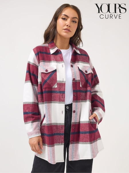 Yours Curve Red Check Shacket (G61207) | €50
