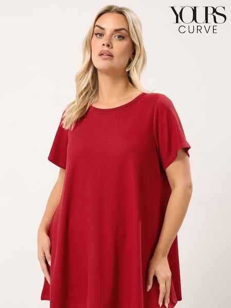 rdeča - Yours Curve Ribbed Swing Top (G61216) | € 29