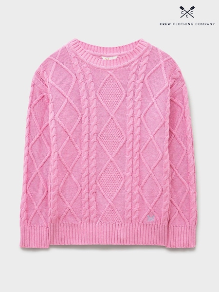 Crew Clothing Pink Heritage Cable Chunky Crew-Neck Jumper (G61432) | €40 - €51