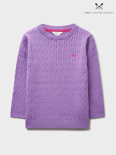 Crew Clothing Purple Heritage Cable Crew-Neck Jumper (G61442) | €40 - €50.50