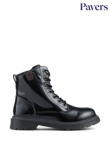 Pavers Black Wide Fit Grippy Sole Military Boots (G61845) | €63