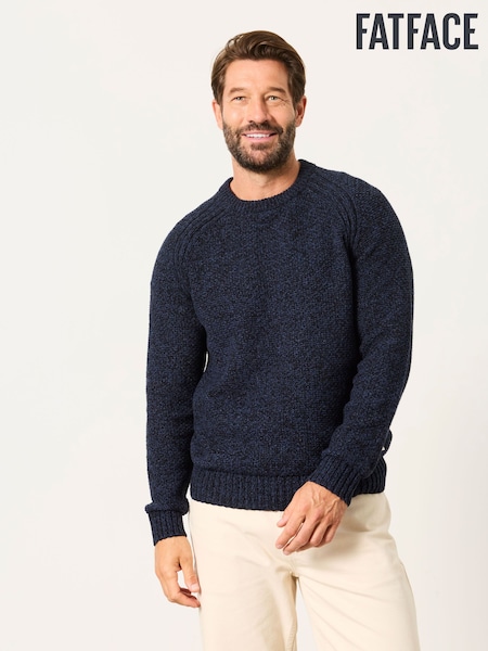 أزرق داكن - Regular Fatface Crew Neck Jumper