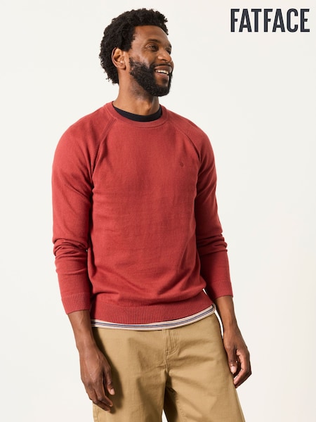 Red - Regular Fatface Crew Neck Knitted Jumper