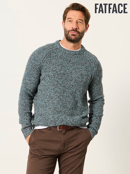 Teal Blue - Regular Fatface Crew Neck Jumper