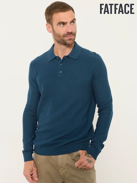 أزرق على أخضر داكن - Regular Fatface Knitted Long Sleeve Jumper
