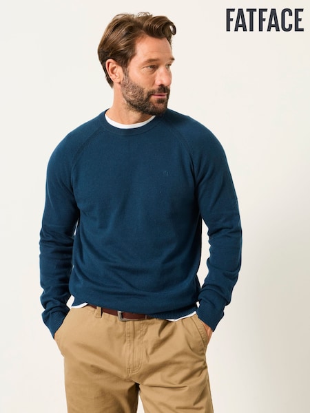 Dark Teal - Regular Fatface Crew Neck Knitted Jumper