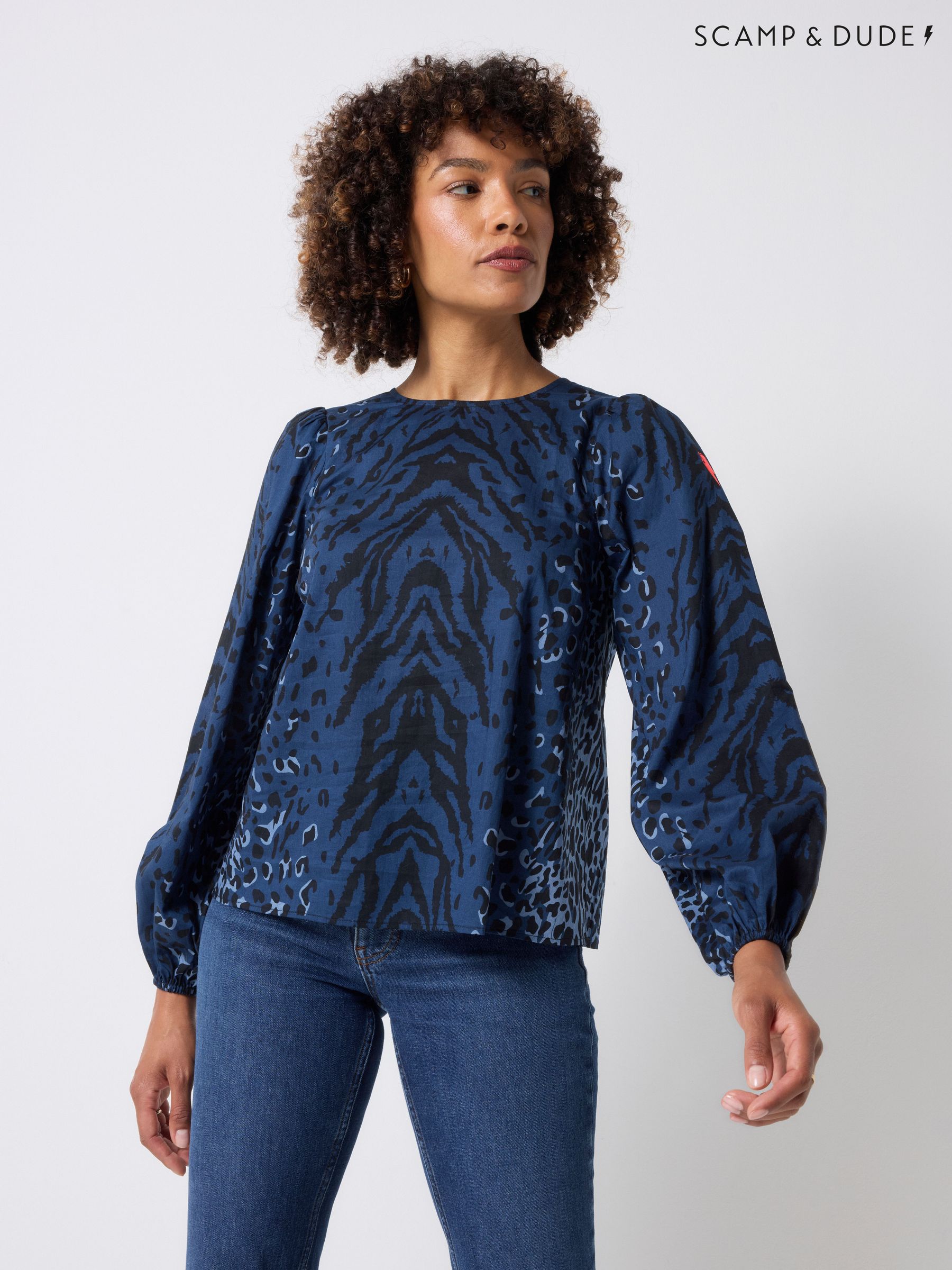 Women's Blue Animal Print 100% Cotton Sale Tops | Next Oman