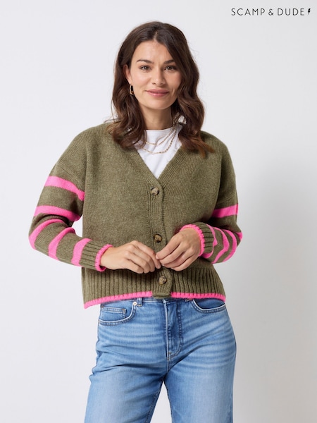 SCAMP & DUDE Green Cardigan with Stripe (G62025) | AED437