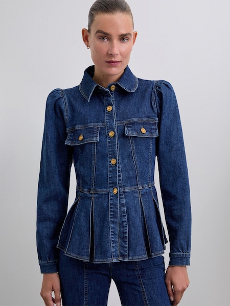 Scalpers Blue Denim Shirt With Puff Sleeves (G62059) | €146