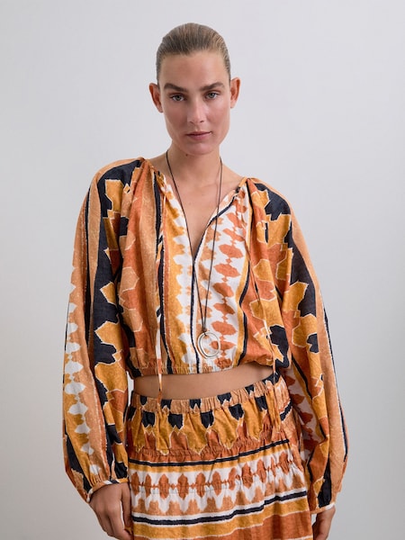 Scalpers Orange Ethnic Puff Sleeve Shirt (G62070) | €106