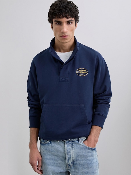 Scalpers Blue High Neck Logo Sweatshirt (G62071) | €133