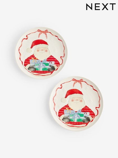 Set Of 2 Christmas Santa Side Plates