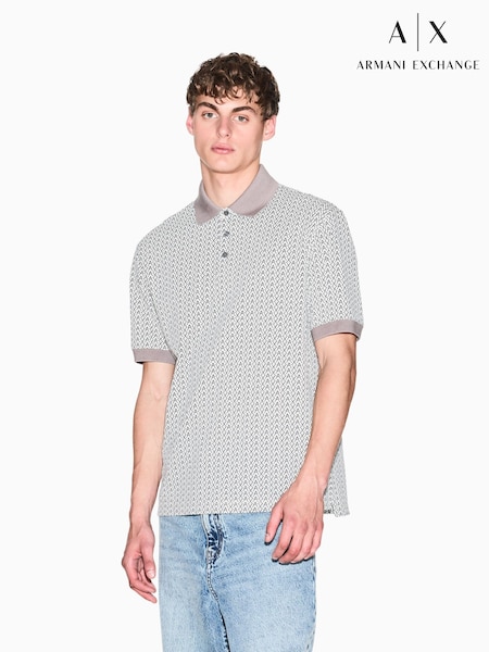 Armani Exchange Cream A/O Monogram Polo Shirt (G62362) | 442 QAR