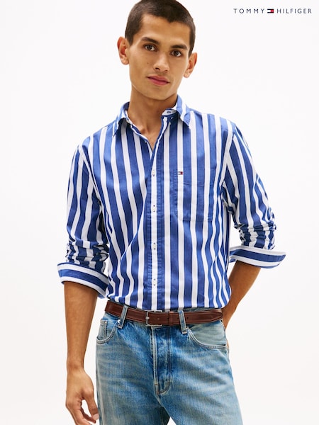 Tommy Hilfiger Blue Flex Regular Fit Stripe Shirt (G62425) | €119.50