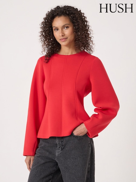 Hush Red Seam Detail Smart Jersey Top (G62498) | €95