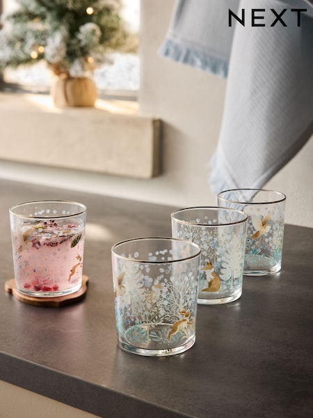 Set Of 4 Winter Wonderland Tumbler Glasses