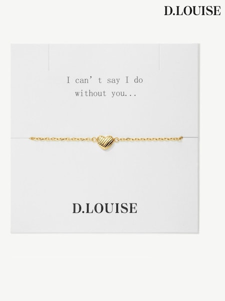 D.Louise Gold Tone Waterproof Bridesmaid Dainty Heart Bracelet (G62564) | €44