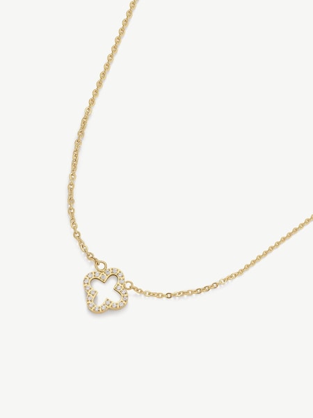 D.Louise Gold Tone Waterproof Pave Clover Pendant Necklace (G62572) | €77