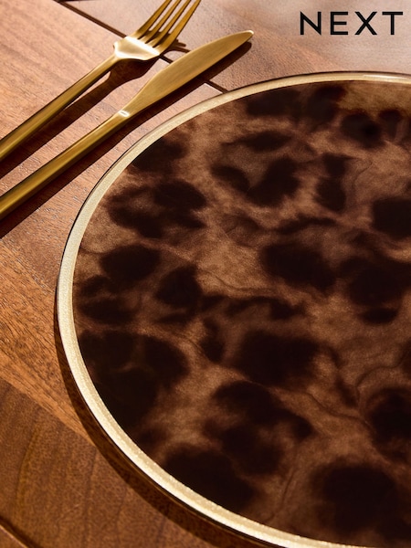 Set Of 2 Tortoiseshell Effect Glass Placemats