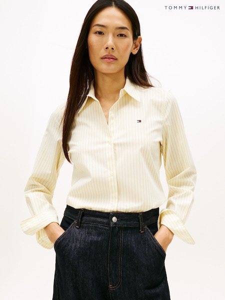 Tommy Hilfiger Yellow Regular Fit Flag Embroidery Poplin Shirt (G62963) | R$ 790