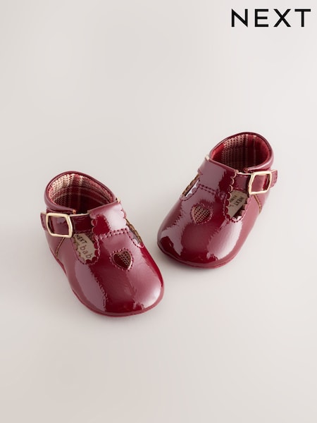 Burgundy Red - Baby T-bar Shoes (0-18mths)