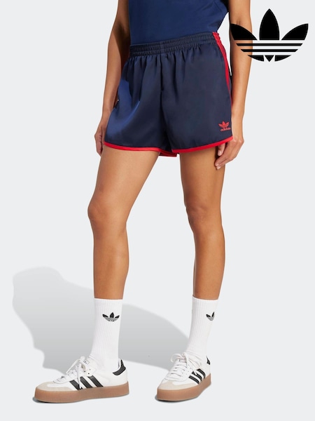 adidas Originals Navy/Red 3 Stripe Satin Sprinter Shorts (G63318) | €49