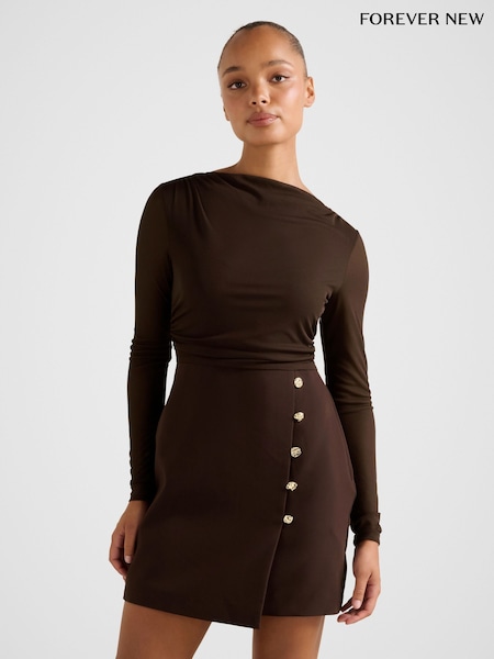 Forever New Brown Isadora 2 in 1 Tailored Mini Dress (G63330) | €127