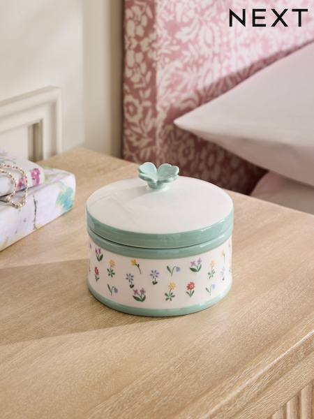 Floral Ceramic Trinket Pot