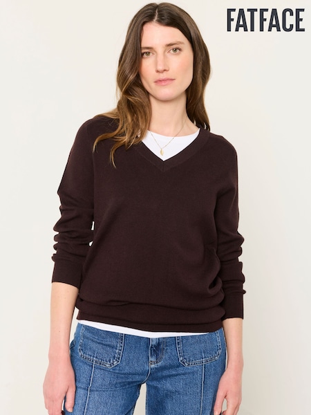 Čokoládově hnědá - Fatface Knitted Tunic Jumper