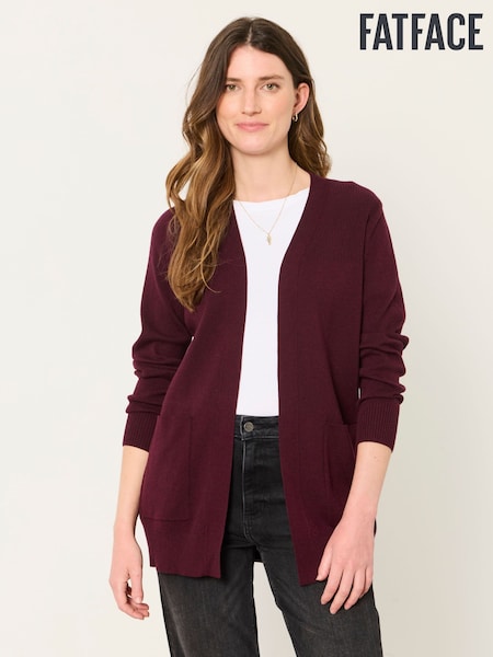 Burgundy Red - Fatface Knitted Longline Cardigan