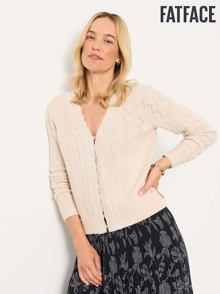 Naturale - Fatface Skye Knitted Lace V Cardigan