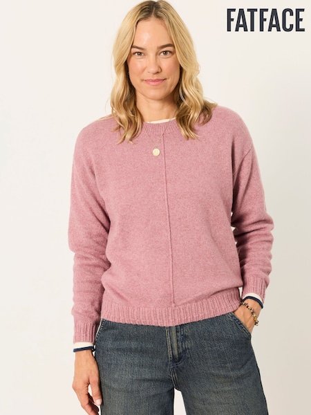 Pink - Fatface Knitted Crew Neck Jumper